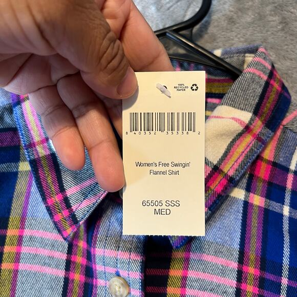 Duluth Women's Free Swingin' Flannel Shirt Size Medium New Ultra Bright Plaid - Picture 5 of 8